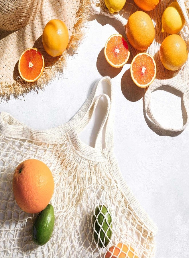 LZMS 3PCS Cotton Mesh Produce Bags,Reusable Grocery Veggie Net Tote,Washable Farmers Market Storage with Wide-Strap Carry Handles(Short Handle) - Image 4